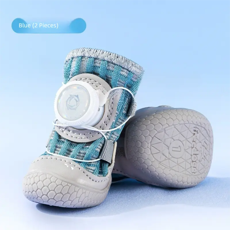 Luminous Hole Shoes for Dogs - Breathable Glow-in-the-Dark Clogs for Small & Medium-Sized Dogs - Teddy Shoes for Travel Safety Waterproof Non-Slip Booties Adjustable Pet Harness Set