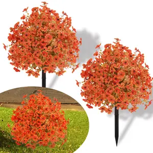 2 Bundles Artificial Violet Rose Bushes Outdoor UV Resistant Waterproof Fake Flowers Garden Porch Patio Decor Low Maintenance No Watering Needed for Mother's Day Valentine's Day Easter Spring glass bouquet outdoorfun