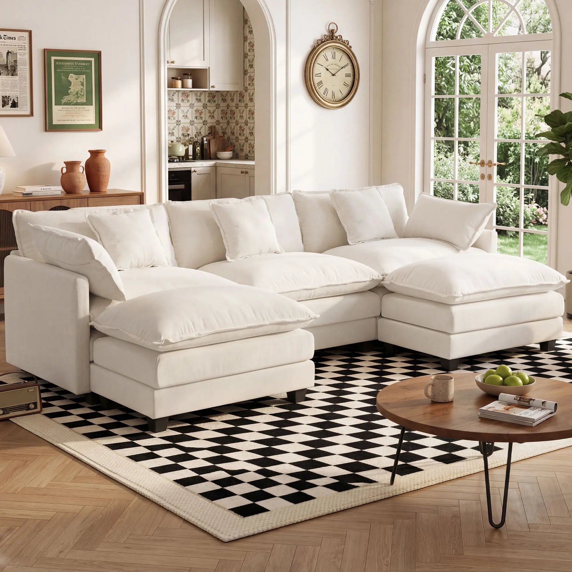 GuroMagicSofa Modular Sectional Sofa with Ottoman, 76.7-146.5 in L/U Shaped 2-6 Seats, Modern Cloud Design, Deep Seat Lounge, Cozy Upholstered for Living Room Cozy Lounge Zone,sohochic