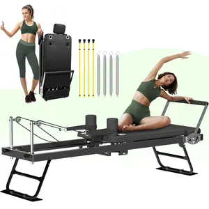 Pilates Reformer, Foldable Reformer Pilates Machine, Pilates Equipment for Home Women Use Gym Workout & Advanced and Beginners Users