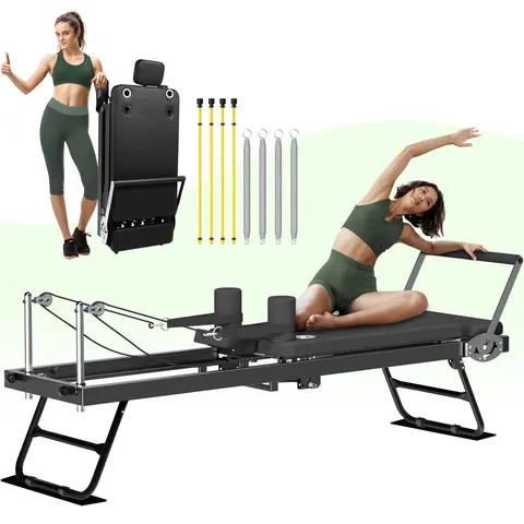AddWin B10 Pilates Reformer, Foldable Reformer Pilates Machine, Pilates Equipment for Home Women Use Gym Workout & Advanced and Beginners Users summervibes