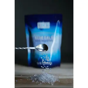Ancient Blue Crystal Rock Salt Coarse Grain 3-6 mm Dye-Free Natural Food-Grade Rare Mineral Salt Over 200 Million Years in the Making