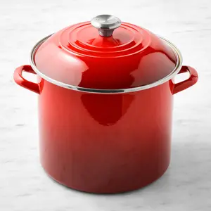 Le Creuset 12-Qt Enameled Steel Stockpot, Cerise Red, Stainless Steel Knob