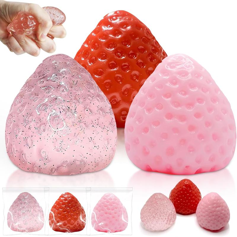 3 Pcs Big Taba Squishy Hamster Strawberry Toys – Vanilla Strawberry Chocolate Butter Slime - Extra Large 5" Squishy Stress Ball for Adults & Kids,Toymendous Squeeze Strawberry