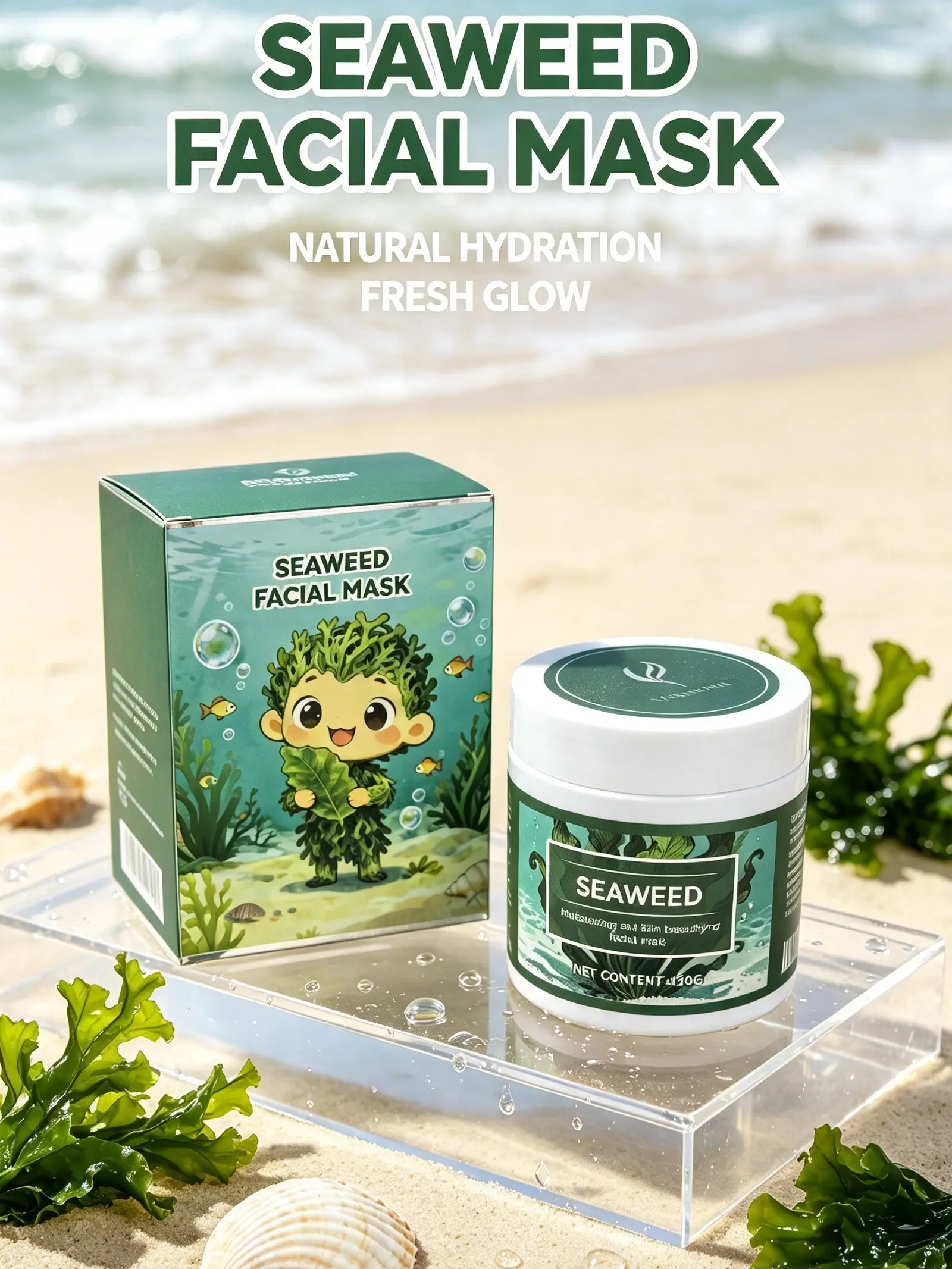 Seaweed Facial Mask Hydrating Facial Mask Enriched with Plant Collagen for Deep Moisturization & Pore Refinement DIY SPA Mask for Smooth Plump Dewy Complexion - Hydrate, Skin Repair moisturizing Night