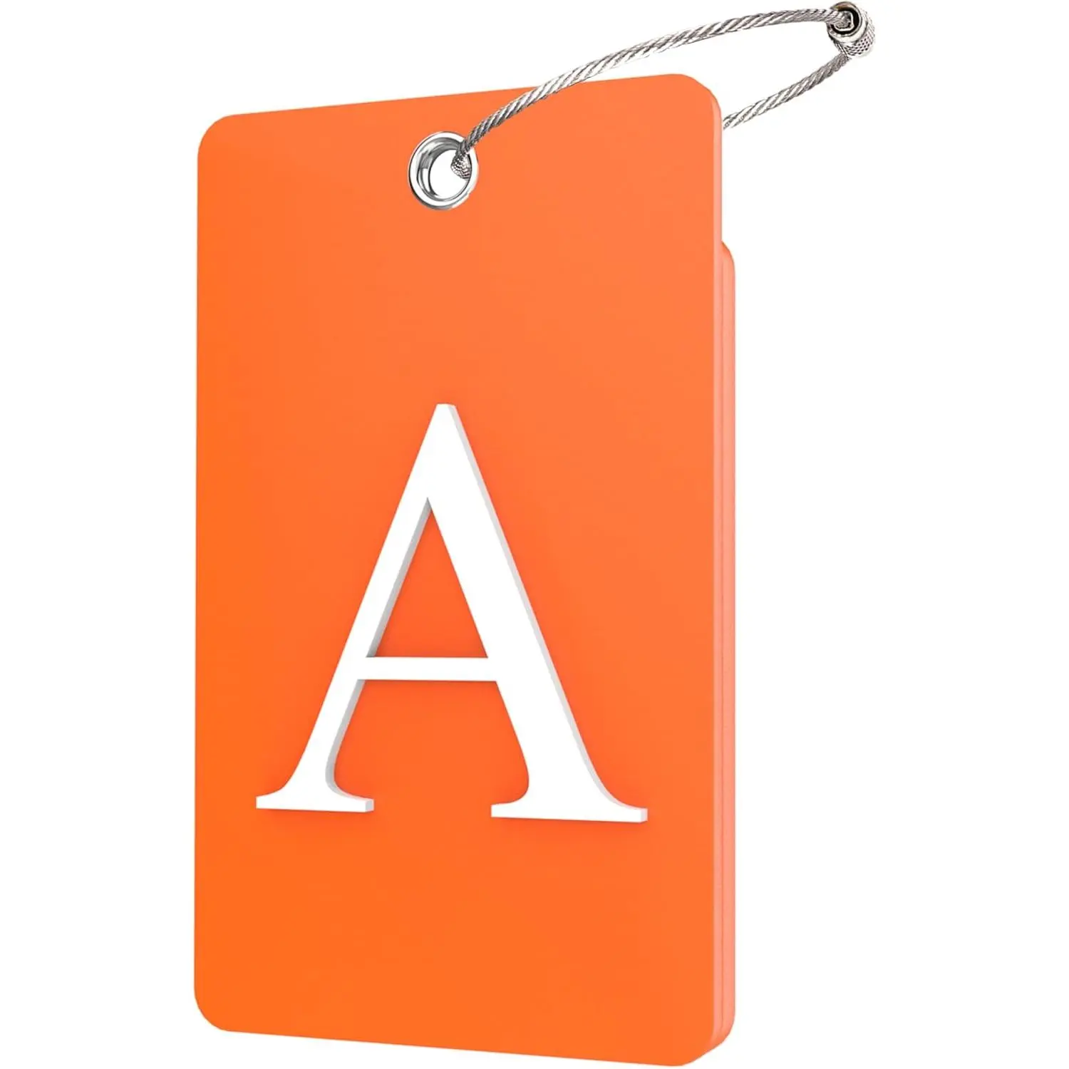 2 Pack Initial Luggage Tag, 26 Letter Travel Luggage Baggage Identification Labels ID Tag Fully Bendable Tags with Stainless Steel Loop (Orange) (Letter A)
