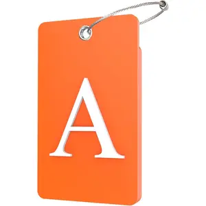 2 Pack Initial Luggage Tag, 26 Letter Travel Luggage Baggage Identification Labels ID Tag Fully Bendable Tags with Stainless Steel Loop (Orange) (Letter A)