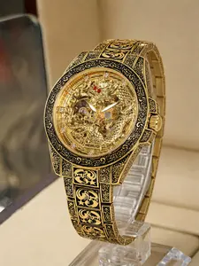 Men's Vintage Dragon Design Mechanical Watch, Fashionable Stylish Watch, Fashion Skeleton Automatic Watch for Party, Daily Clothing Decor, Trendy All-match & Exquisite Watch for Birthday Gift with Box