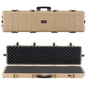 Hard Rifle Case, 50-in Lockable Movable Gun Storage with Pre-cut Foams & Wheels, IP67 Rated Waterproof Dustproof Design, for Rifle, Shotgun, Khaki