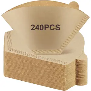 240Pcs Coffee Filters #   4, Unbleached Coffee Filters 8-12 Cup, Disposable Coffee Filters, Cone Paper Compatible with Ninja Coffee Maker, Pour Over and Drip Coffee Maker