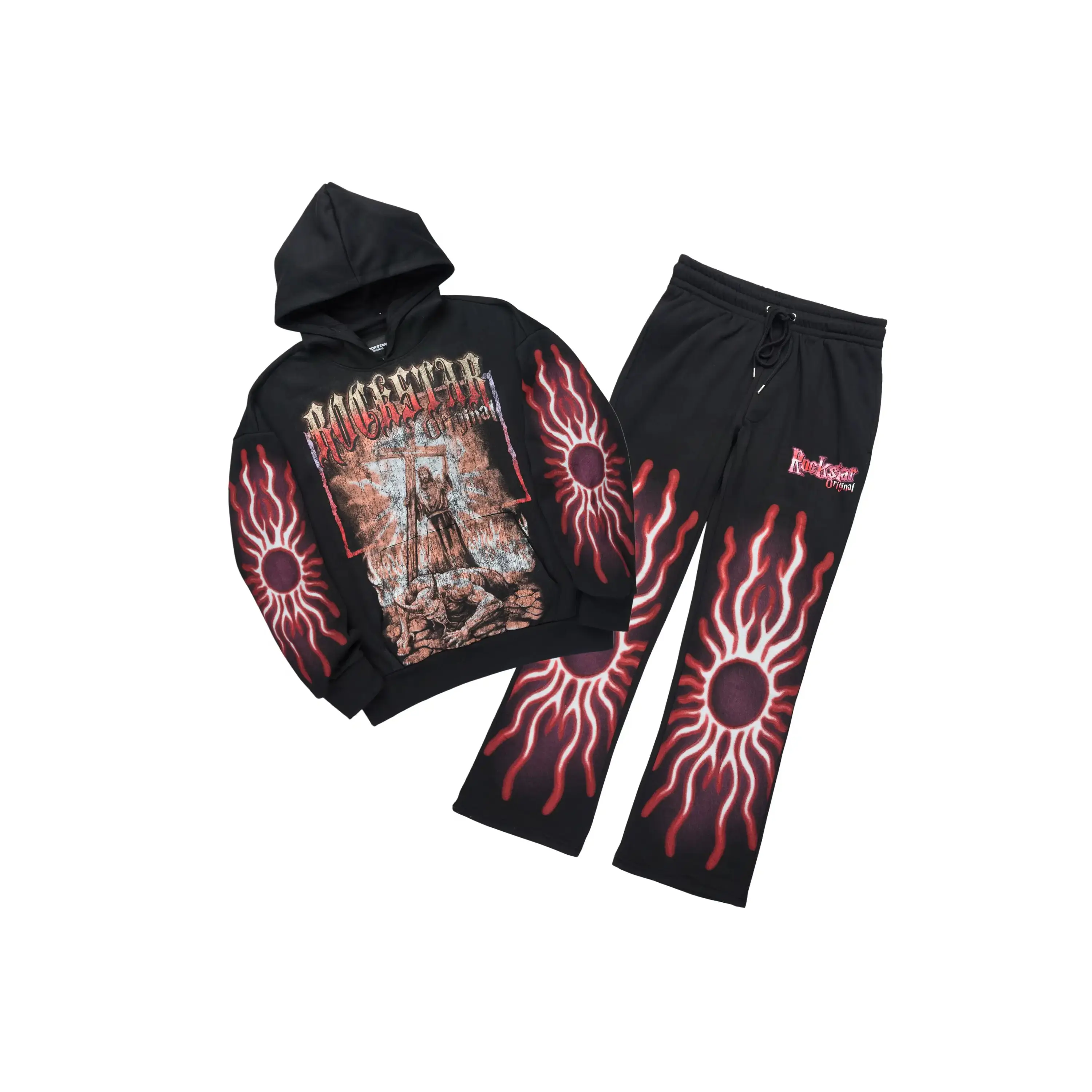 Blazer Black/Red Hoodie/Baggy Pant Track Set