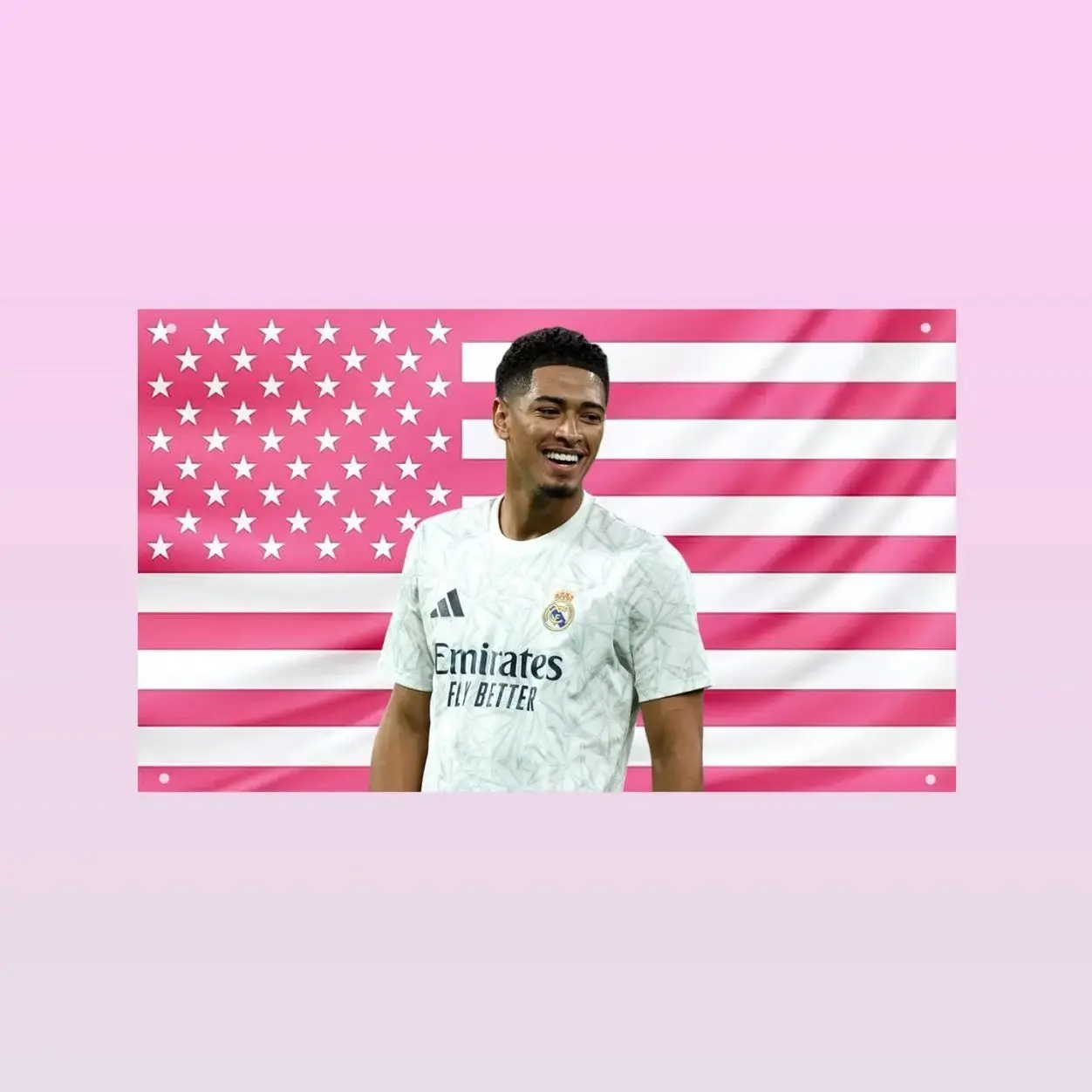 Jude Bellingham Flag | Pink US Flag, Black US Flag, American & UK Flag | Football Star Wall Decor | Soccer Fan Gift