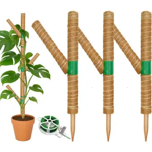 Moss Pole for Monstera  Support, 3 Pack 15.7'' Stackable Moss Poles for Climbing , Indoor Garden Coco Coir Poles for Monstera Deliciosa, Pothos, Philodendron (15.7In x 3Pack)