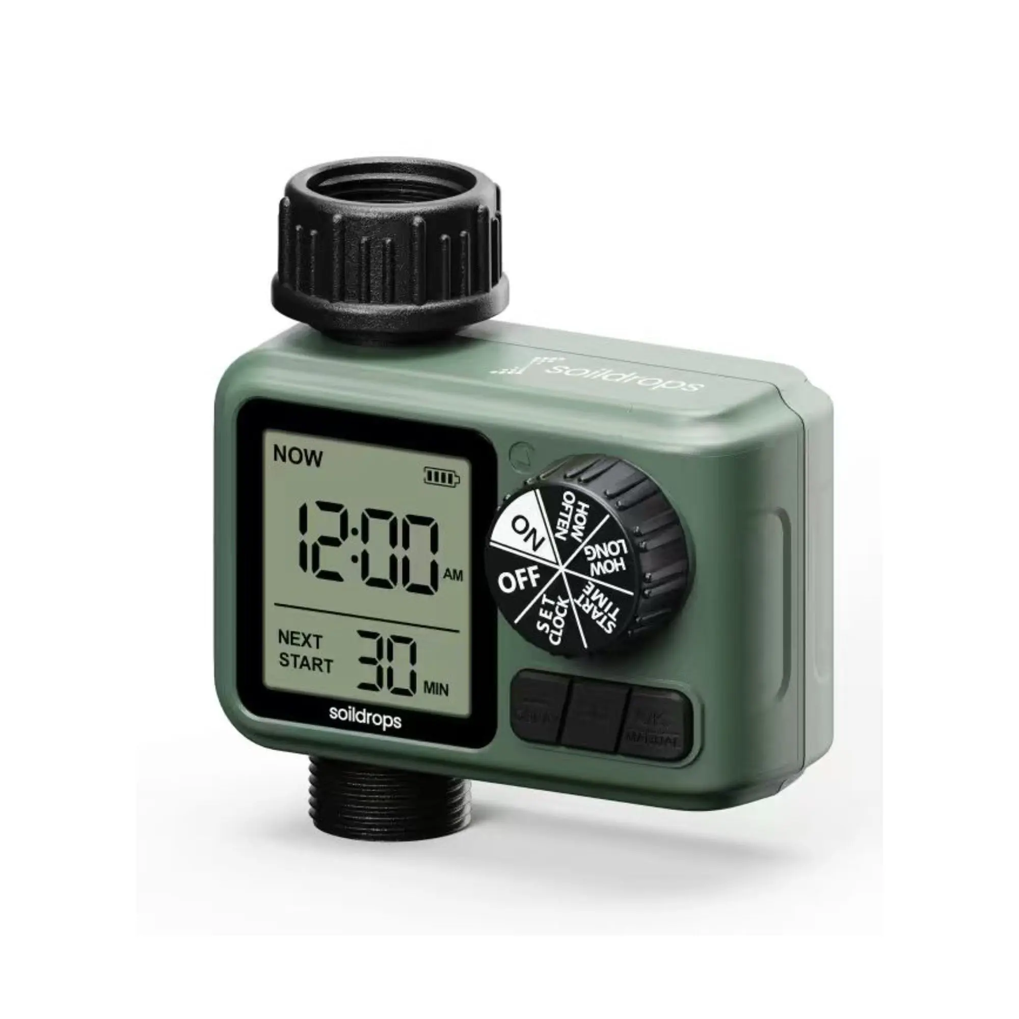 SoilDrops Single Outlet Hose Timer — Programmable Sprinkler Timer with LCD & Rain Delay