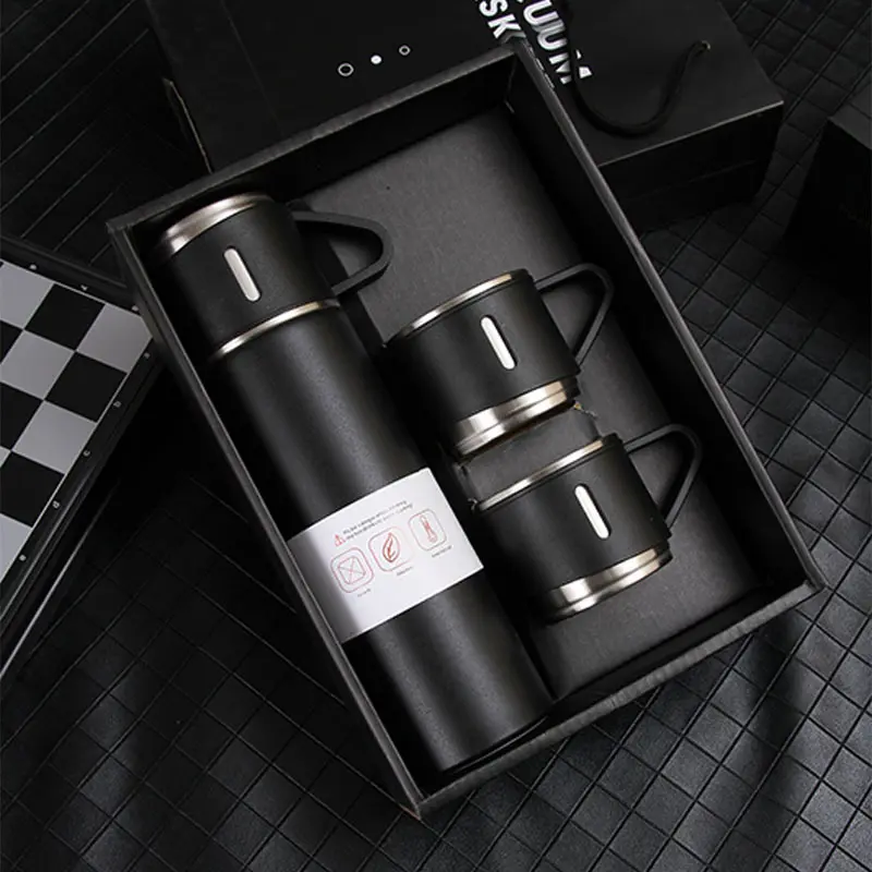 16.9 oz Stainless Steel Vacuum Insulated Thermos Cup Gift Set - Insulated Water Bottles, Stylish Tumbler, Leak-Resistant Travel Cup with 3 Lids, Multiple Colors, Gift Box, Ideal for Hot/Cold Drinks