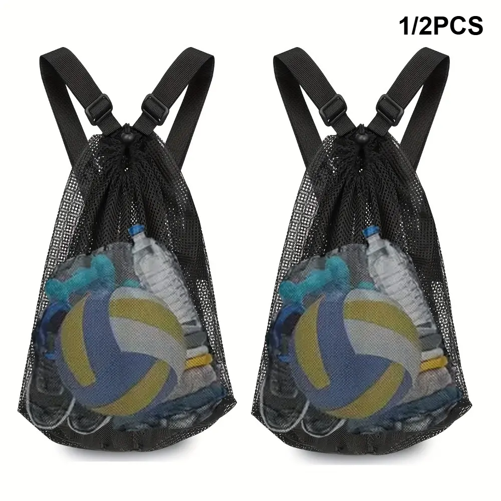 Portable Mesh Ball Bag, Small Multi-Functional Backpack with Drawstring Closure & Adjustable Shoulder Strap – Perfect for Sports Gear Storage, Outdoor Activities, Soccer Accessories, Portable Football Equipment, and Beach Trips