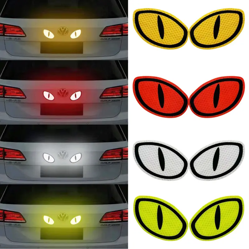 Demon Eye Diamond-Grade Reflective Car Warning Sticker, Easy-Apply Glare Blocker Cat Eye Decorative Decal for Cars