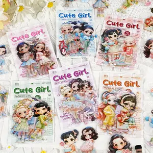 10pcs Cute Girl Series Pet Sticker Pack, Cartoon Anime Character Stickers for Bullet Journal, DIY Decorations, Phone Cases, Cellphone, Photo Frames