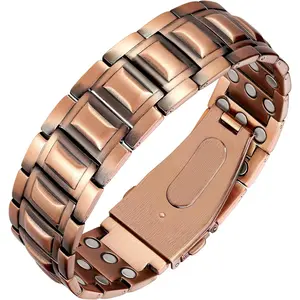 Jeracol Copper Bracelet for Men, Magnetic Bracelet Men with 3X Ultra Strength Magnets(3800 Gauss Each), Unique Folding Clasp Wristband with Adjustment Tool and Jewelry Gift Box.