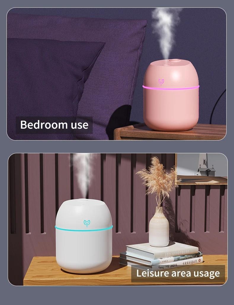 220ml Compact Shape Cooling Mist Humidifier - Corded USB A Plug, Flexible Portable, Adult Unisex Aromatherapy Sleep Aid, Essential Oil Diffuser, No-Battery Required, 6H Continuous Mode, Effective Mist Atomizer for Indoor Use (Home Supplies, Party Gift), C