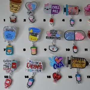 Cute Glittery Retractable Badge Reels for Healthcare Workers