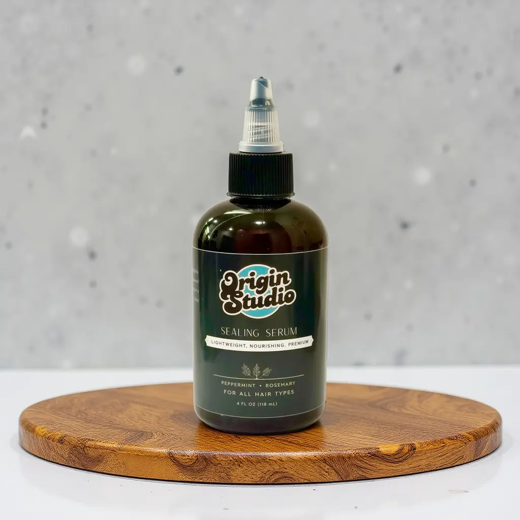 Origin Studio Rosemary & Peppermint Sealing Hair Serum – 4 oz Lightweight Hair Oil for Moisture Retention, Shine & Scalp Care