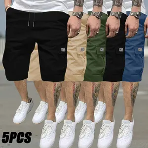 5pcs Men's Cargo Work Shorts, Summer Trendy Casual Shorts with Multi-Pocket Design, Wear-Resistant, Pilling-Free, Durable, Tear-Resistant Fabric, Comfortable and Breathable, Stylish and Versatile