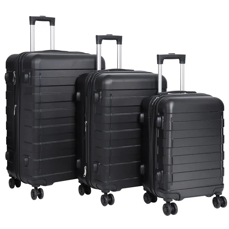 Zeny 3PCS Hardshell Durable Lightweight Luggage Set - Expandable Spinner Wheel Nesting Sets (22-26-30 in) with Double Zipper, ABS Plastic Construction, Extra Storage, Black Carry On Travel Suitcases, Durable Luggage,summerwins