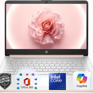 HP 14” Rose Gold Laptop, Intel Dual-Core, 4GB RAM, 64GB SSD, HD Display, Windows 11, Microsoft 365 Web Apps with 1TB OneDrive, Lightweight Student Computer, Rose Gold