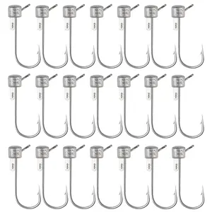 Bombrooster Mushroom Jig Heads – 7/20 oz, 1/4 oz, 3/16 oz Ned Rig Hooks with Rattle Beads, Bait Screw Lock, High Carbon Steel, Barbed Tip – 20 Pack Bass Fishing Jigs