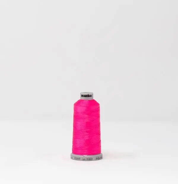 Madeira Polyneon - Ref. # 1597 -- Fluorescent Pink -- Weight #40 -- Machine Embroidery Thread -- 1,100 Yards Spool