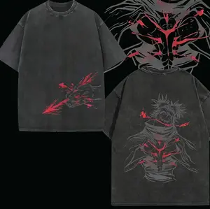 Choso Blood Manipulation JJk Jujutsu Kaisen Anime Manga 2 Sided Washed T-shirt Streetwear Graphic Tee Vintage Distressed Menswear Tops