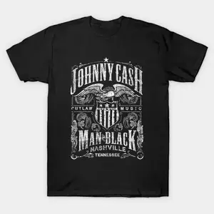 Johnny Cash outlaw music man in black nashville tennessee T-Shirt Cotton Decoration