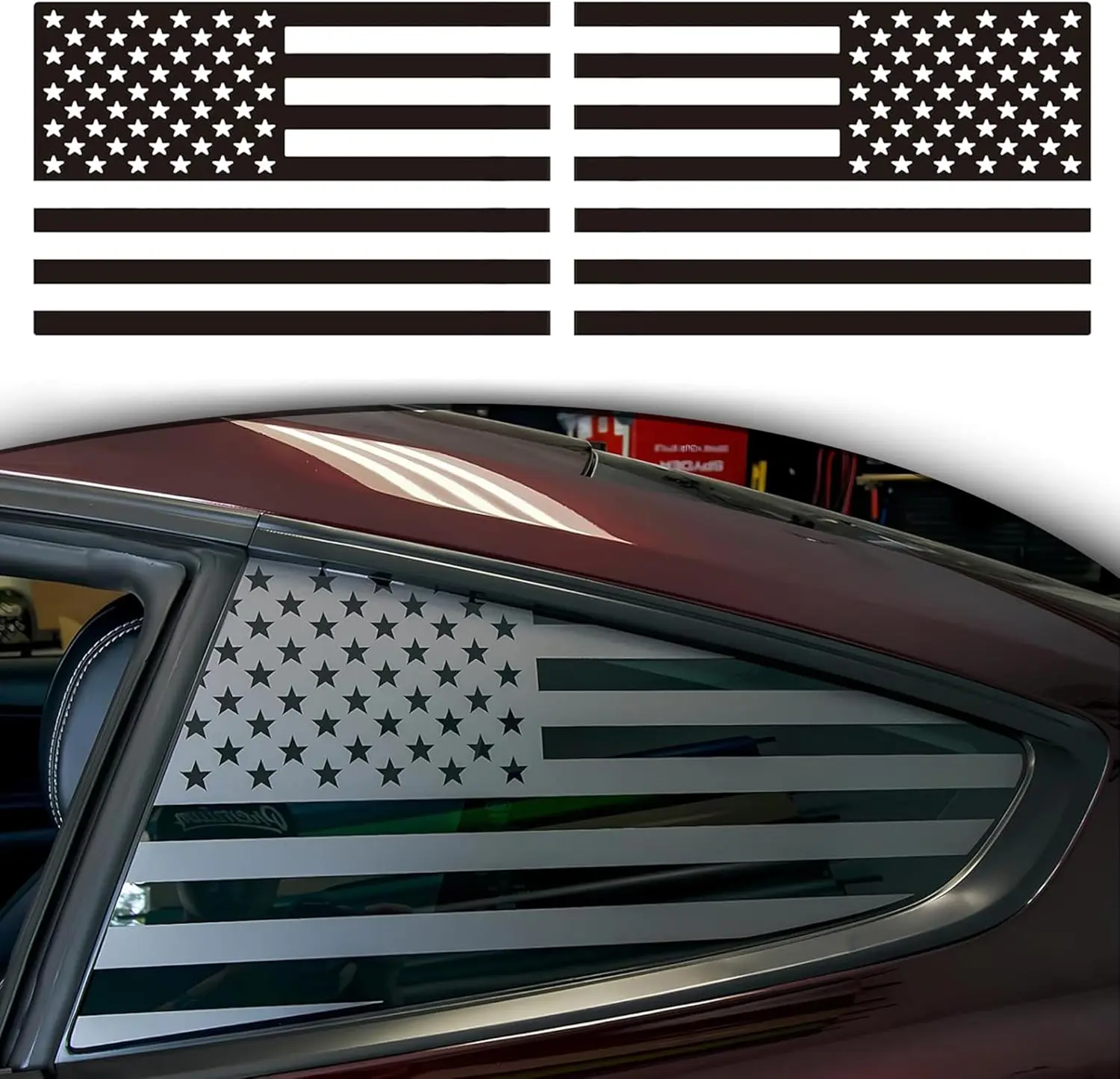 Rear Quarter Window  Flag Decal for  SUV , Universal Matte   Flag Side Window Vinyl Sticker, Free Installation Tools (A Pair)