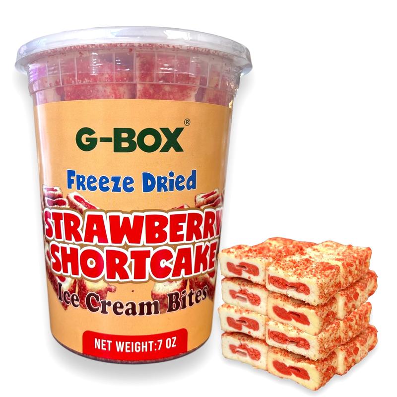 G-BOX Freeze Dried Ice Cream | Crunch Strawberry Shortcake Ice Cream Bites - Chocolate Eclair Ice Cream Bites - Perfect for Camping, Outdoor, and Party - Air-tight Sealed in a Deli Container