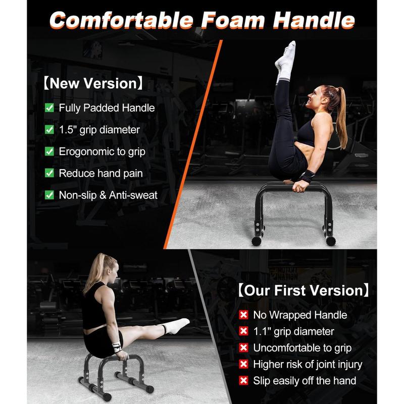Push Up Bar, 12 Inch High Non-Slip Parallettes Bars & Dip Bars With Foam Handles, Heavy-Duty No Wobbling Calisthenics Equipment For Handstand, L-Sit, Gymnastics, Strength Training Home Gym Use