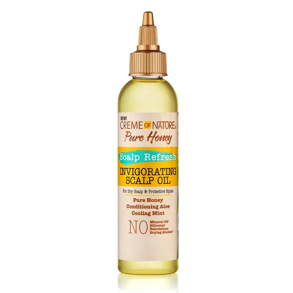 Creme of Nature Pure Honey Scalp Refresh Oil, Invigorating Treatment with Mint & Aloe, Hydrating Moisturizer for Braids, Protective Styles & Between Washes, 4.2 fl oz, Haircare, Braids Hairstyles, Dry Scalp, Lightweight, Lanolin Oil, Coconut, Blend, Scalp