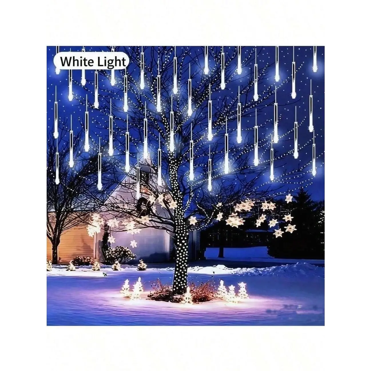A Meteor Shower Light - A Cascading Light Garden With Ice And Snow Raindrops For Wedding Parties, Christmas, Thanksgiving, Halloween Decorations, For Families, For Autumn, Solar-Powered, Outdoor, LED String Lights.