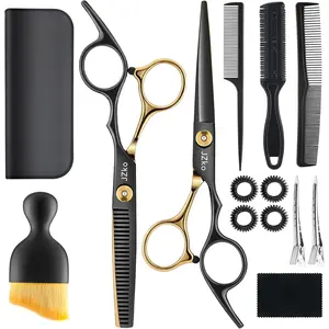 Hair Cutting Scissors Shears Kit, 6.7"Barber Shears, Professional Thinning Shears for Hair Cutting & Haircut Scissors for Barber/Salon/Home/Men/Women/Kids/Adults Shear Sets (Blue)