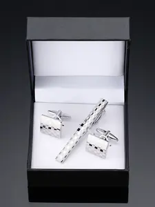 Men's Fashion Jewelry Set with Gift Box, Lapel Pin and Cufflinks, Navy Retro Elegant Coordinated Design, Business/formal Wear, Wedding Party Holiday Gifts