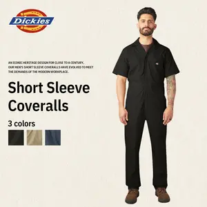Dickies Short Sleeve Coveralls, Men's Sleeve Workwear,Lightweight Design,Worn Over Everyday Clothes, Elastic Waist Inserts, Wrinkle-resistant Fabric, Easy-care Finish, With Large Back Pockets