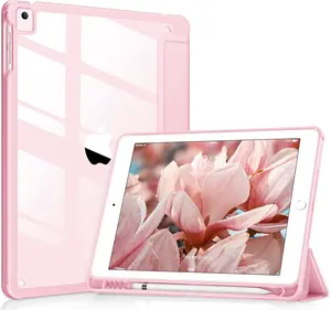 for iPad 6th / 5th Generation 9.7 inch Case (2018/2017), iPad Air 2 & 1 (2014/2013) Case, Clear ,  Cover [Built-in Pencil Holder, Auto Sleep/Wake] -