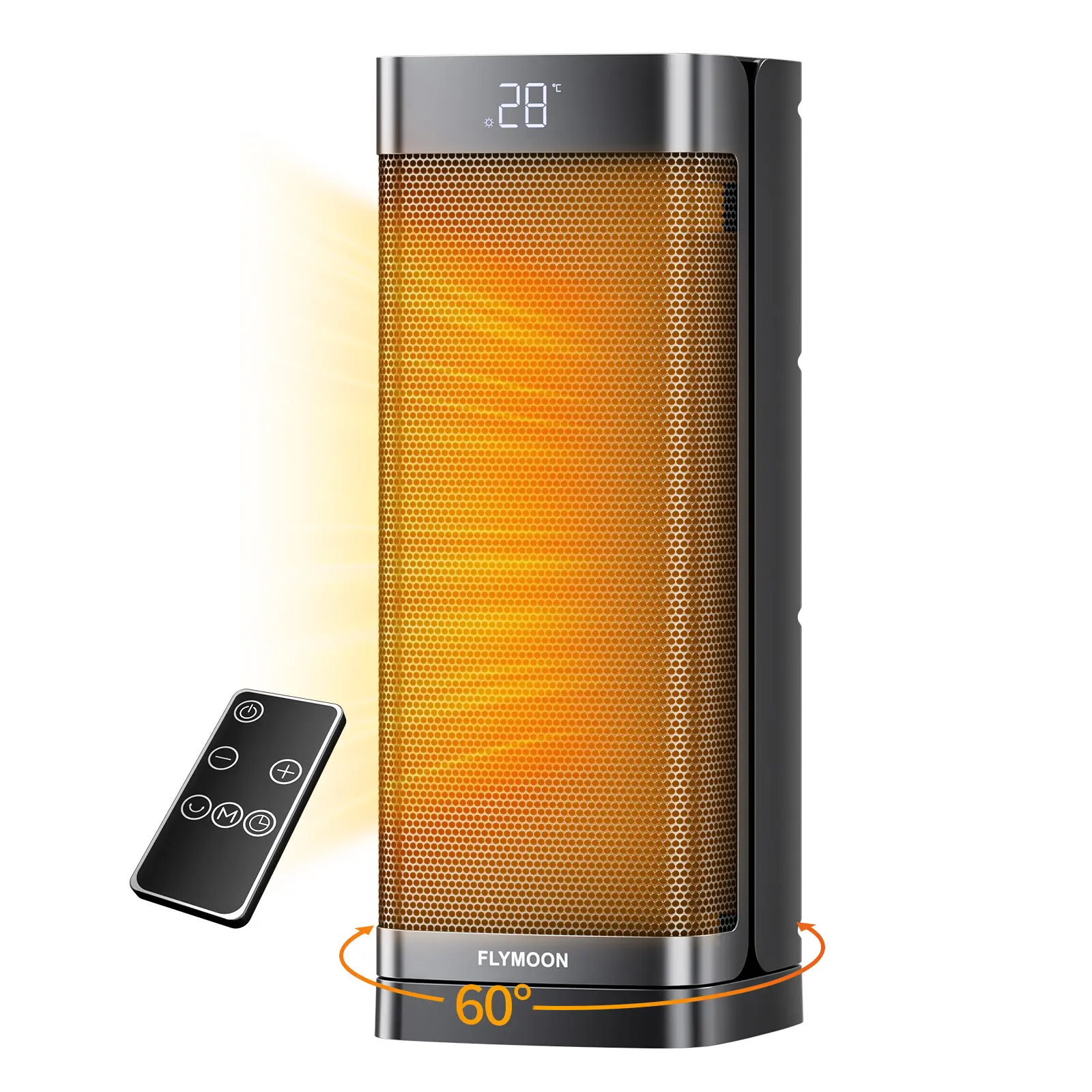 【Summer Clearance】 Portable Space Heater, 1500W Fast Heating, Safe and Efficient PTC Ceramic Electric Heater (50-95°F), 60° Oscillation, 12H Timer, 4 Modes for Office Bedroom Indoor Use