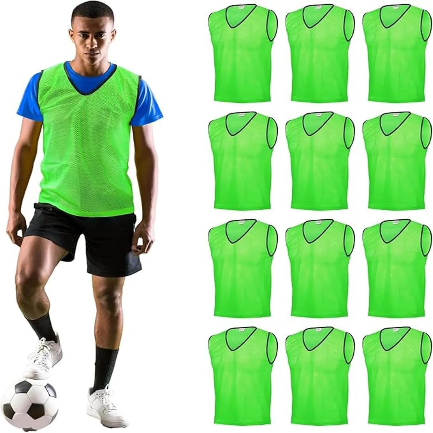 Pinnies - Packs of 6 or 12 - Free Size - Mesh  Vests for Soccer, Basketball -7 Color Options