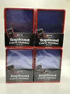 BCW 3X4 RED BORDER Standard Toploaders 35pt 4 Packs of 25, 100 total Card Sleeves Card Hobby Box