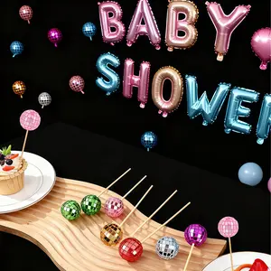 Colorful Disco Ball Cupcake Decorations, Vintage Mini Disco Balls Cake Toppers, 70s & 80s Theme Party Supplies, Baby Shower Birthday Decor
