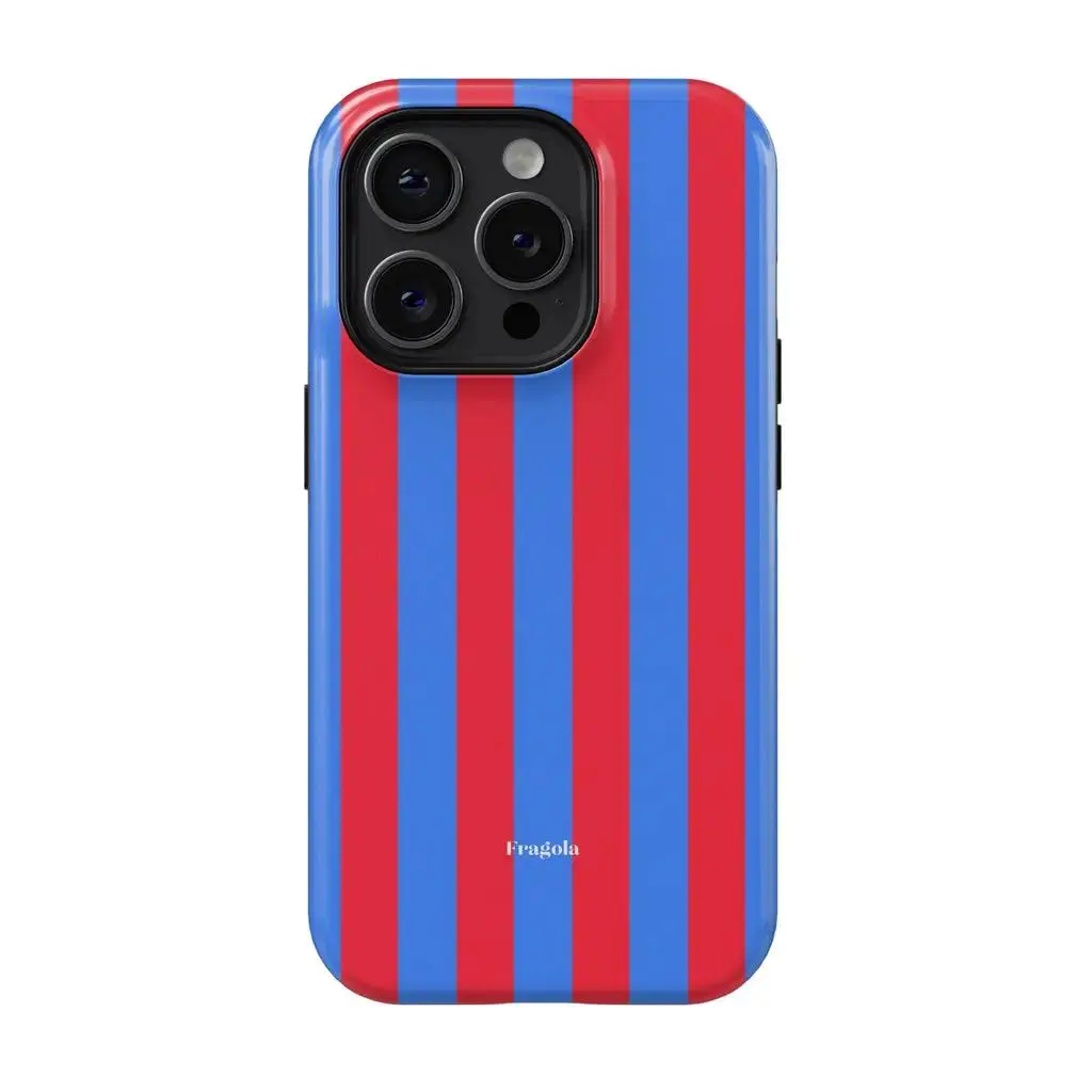 Red and Bright Blue Vertical Stripes 2‑in‑1 Phone Case — Compatible with Samsung S26/S25/S24/S23/S22/S21, iPhone 17/16/15/14/13/12/11 phone cases. Drop‑Resistant, Non‑Slip, and Fade‑Resistant. The Perfect Gift for Streetwear and Bold Trendy Style Lovers.