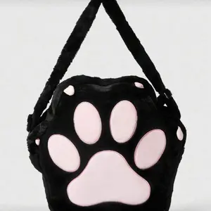 Cute kitty paw black plush interchangeable backpack/purse with lots of storage