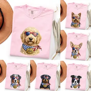 Comfort Colors Blossom Custom Patriotic Dogs, 4th of July Dog Dog Breeds, Custom Available, USA Flag, Fireworks, Freedom America 250 Dog Mom Owner - Gen X Shirt USA