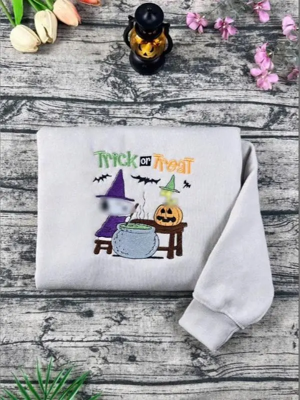 Trick Or Treat SNPY Embroidered sweatshirt, Halloween Spooky Season Shirt, Halloween Shirt, Halloween Boo